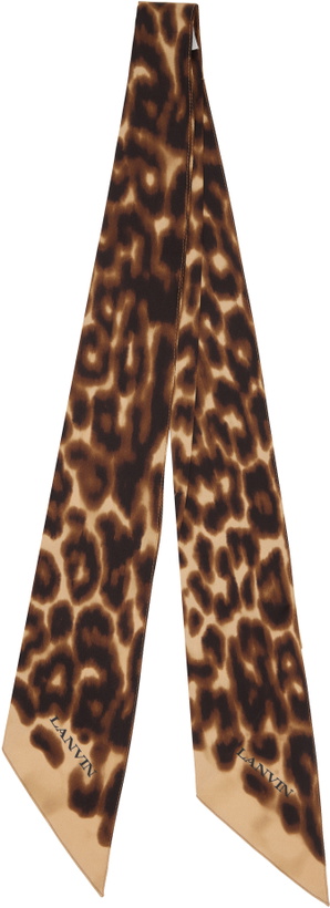 Photo: Lanvin Tan Leopard Print Silk Twilly Scarf
