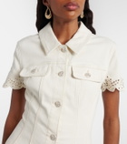 Self-Portrait Broderie anglaise denim minidress