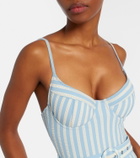 Simkhai Noa belted striped swimsuit