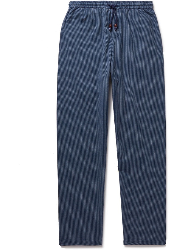 Photo: SMR Days - Malibu Pinstriped Cotton-Voile Drawstring Trousers - Blue