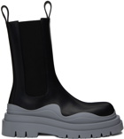 Bottega Veneta Black & Gray Tire Chelsea Boots