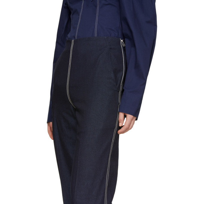 Cedric Charlier Blue Front Zip Jeans