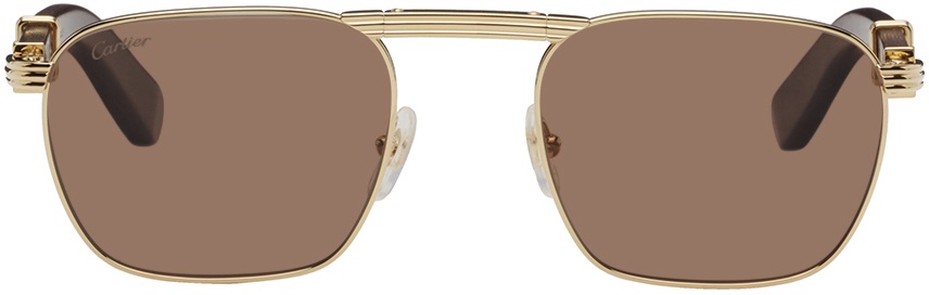 Photo: Cartier Gold & Brown Square Sunglasses