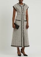 Huishan Zhang Whitney Bead-embellished Tweed Midi Dress Black