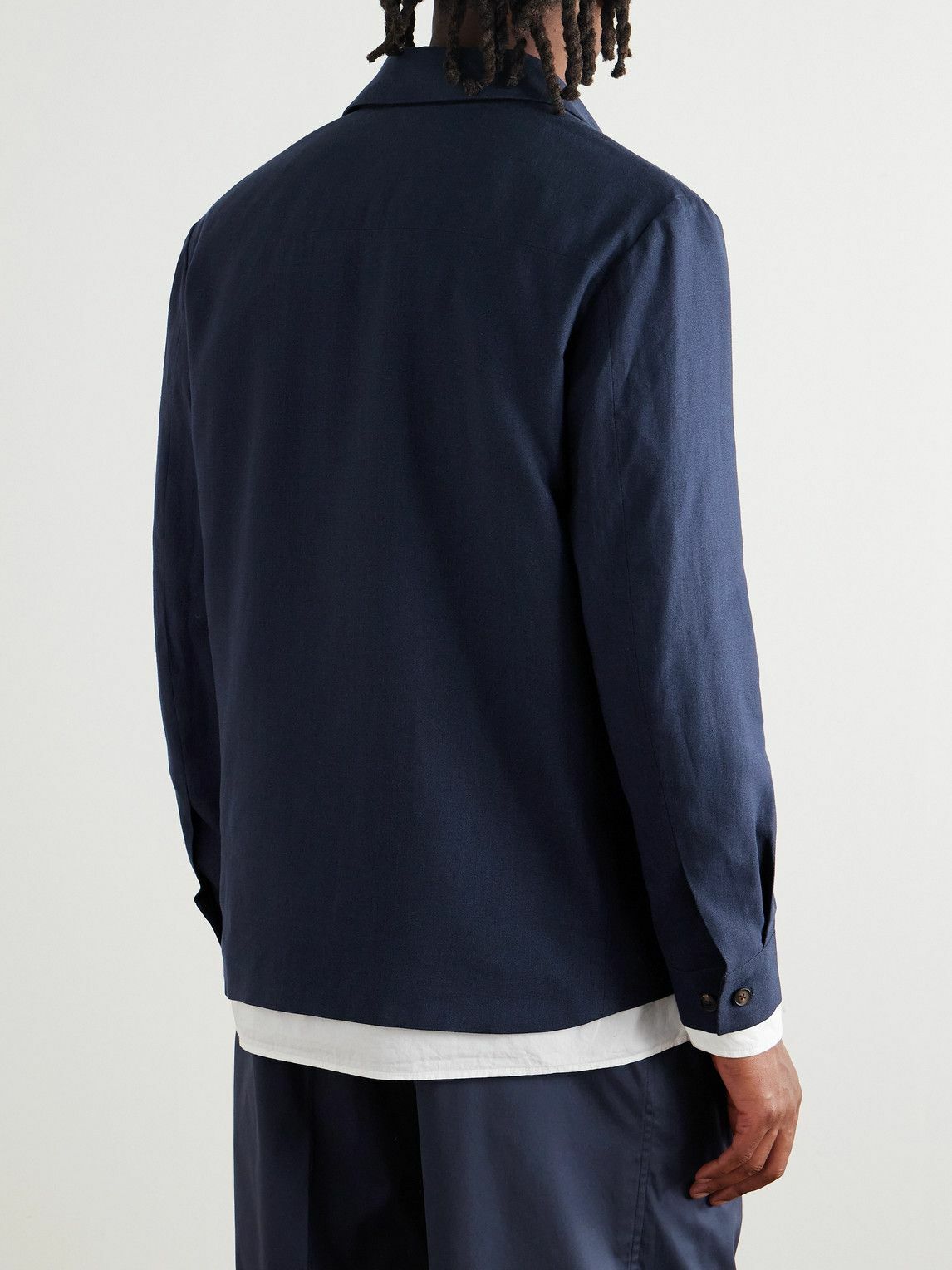 UMIT BENAN - Jerome Linen and Wool-Blend Overshirt - Blue