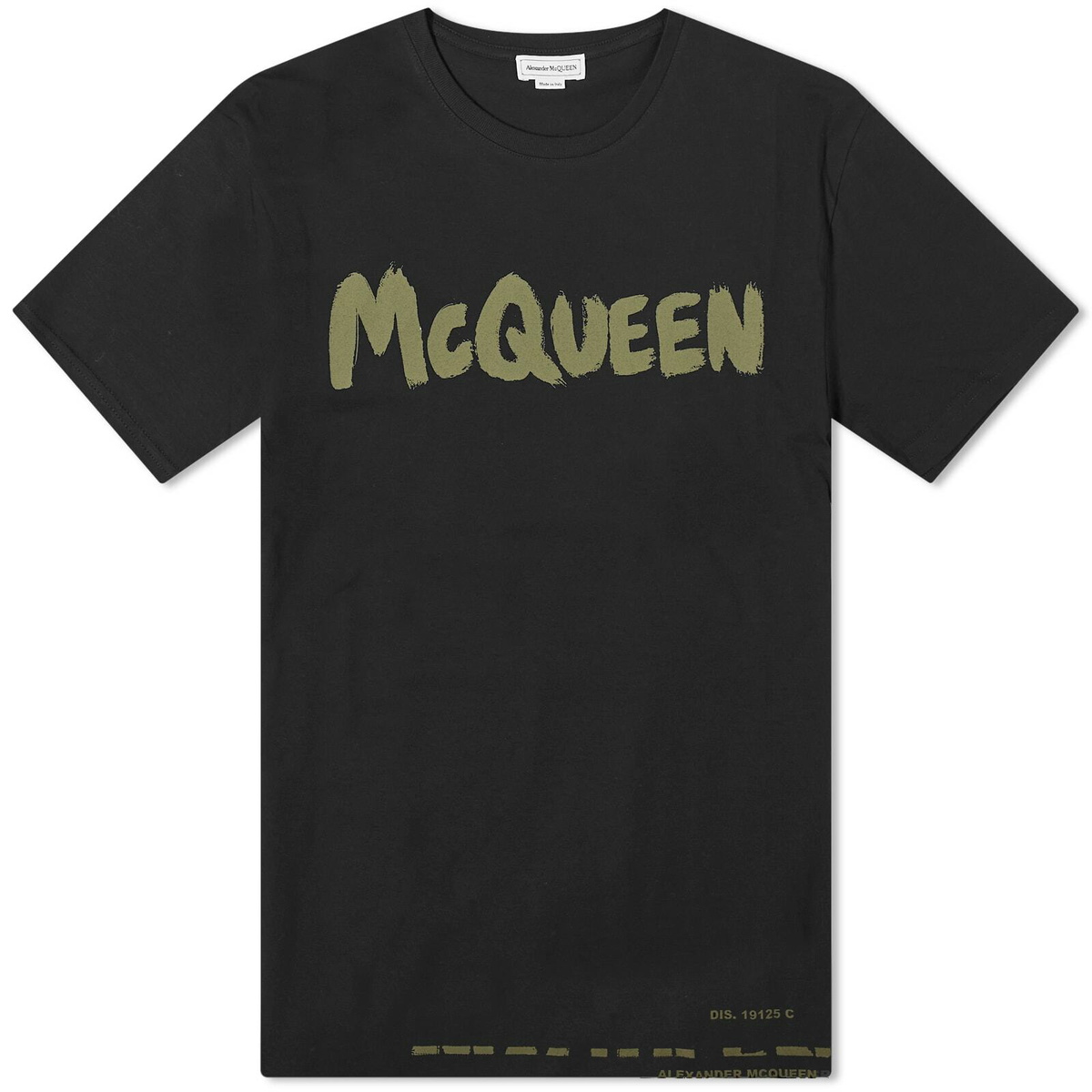 ★alexander mcqueen★ Graffiti McQueen T-Shirt Black Khaki 6 Alexander McQueen Men's Graffiti Logo T-Shirt in Black/Khaki