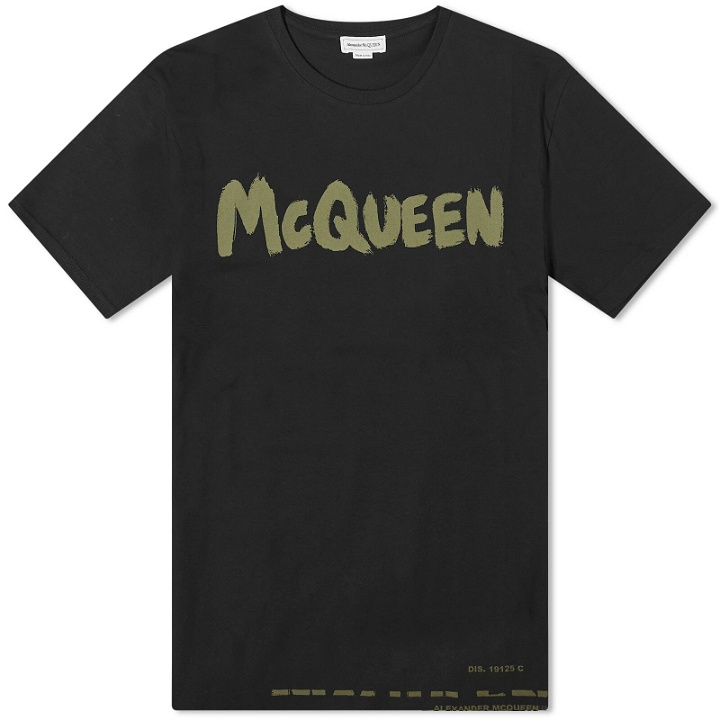 Photo: Alexander McQueen Men's Graffiti Logo T-Shirt in Black/Khaki
