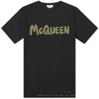 Alexander McQueen Men's Graffiti Logo T-Shirt in Black/Khaki