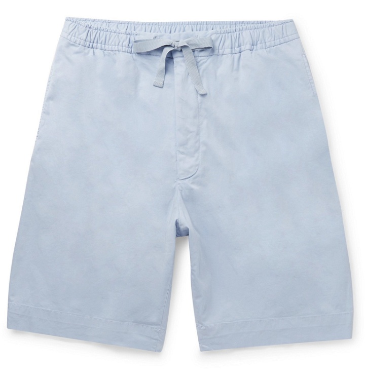 Photo: Officine Generale - Phil Garment-Dyed Stretch-Cotton Drawstring Shorts - Blue