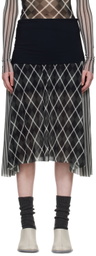 Paula Canovas Del Vas Black & Gray Polo Mesh Midi Skirt