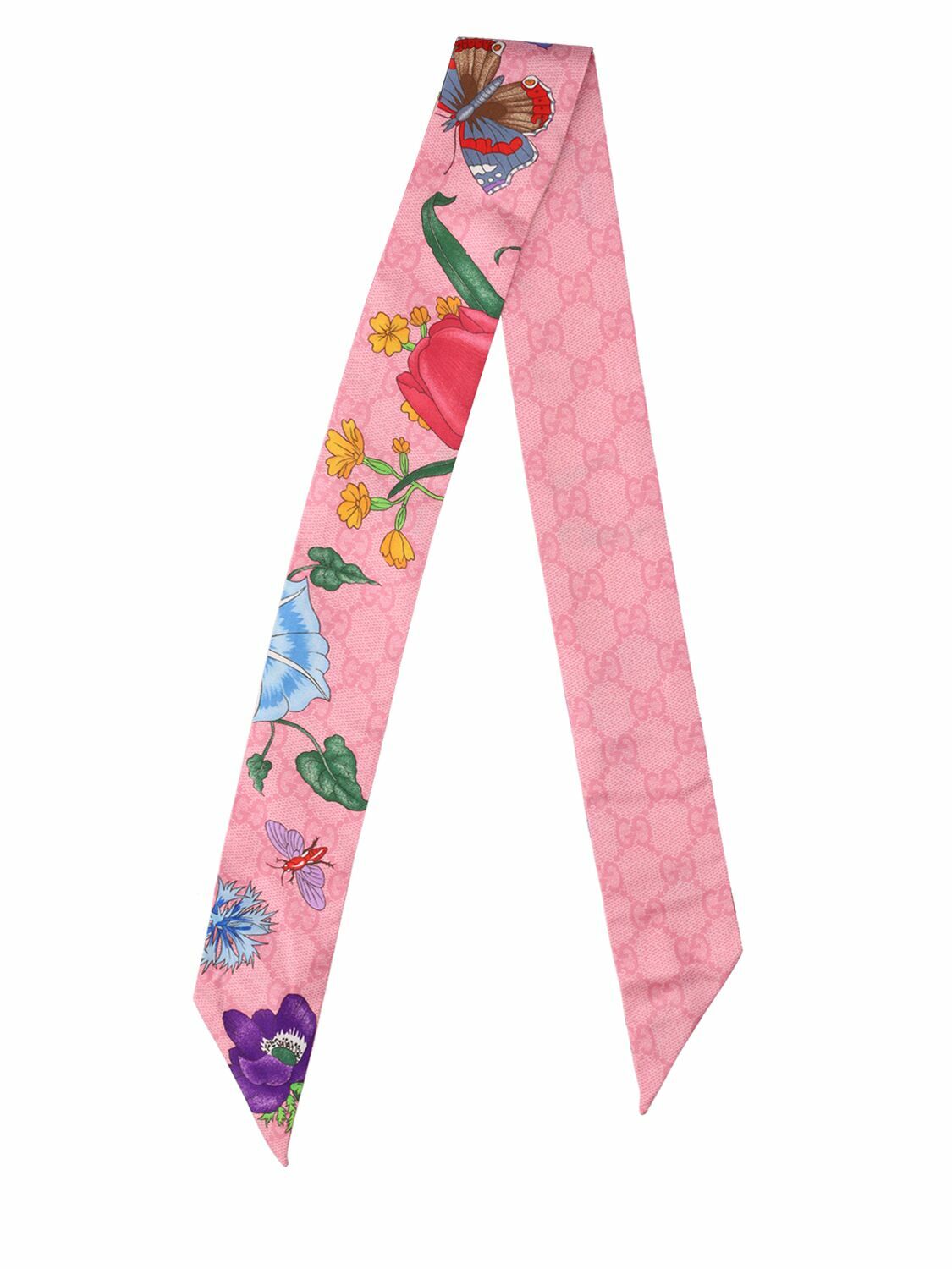 【関税&送料込】Gucci Gucci Flora Printed Silk Twill Neck Bo GG Flora print silk neck bow in pink | GUCCI® US