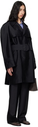 Carven Black Silk Wool Trench Coat