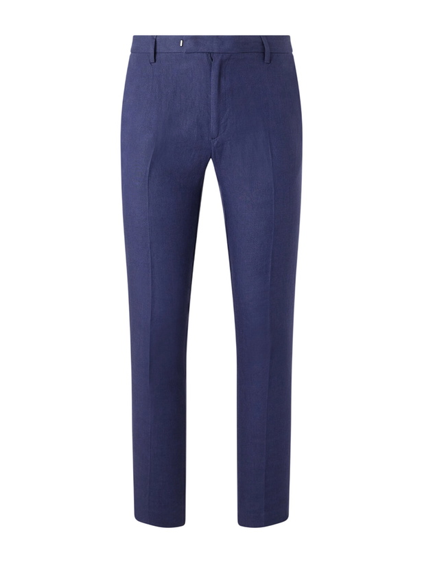 Photo: Sunspel - Straight-Leg Pleated Linen Suit Trousers - Blue