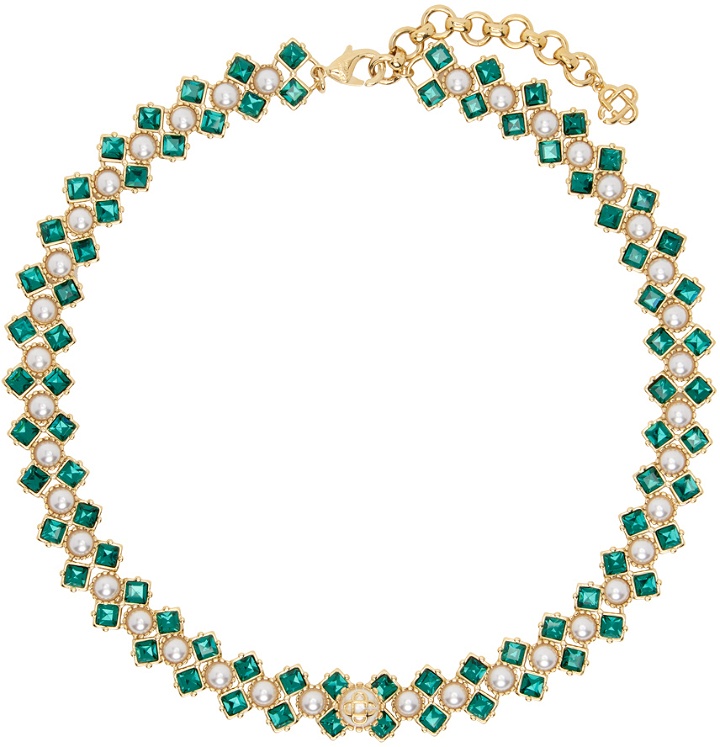 Photo: Casablanca Gold & Green Crystal & Pearl Necklace