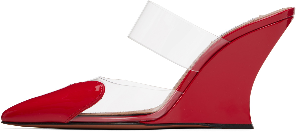 ALAÏA Red 'Le Cœur' Wedge Mule Heels