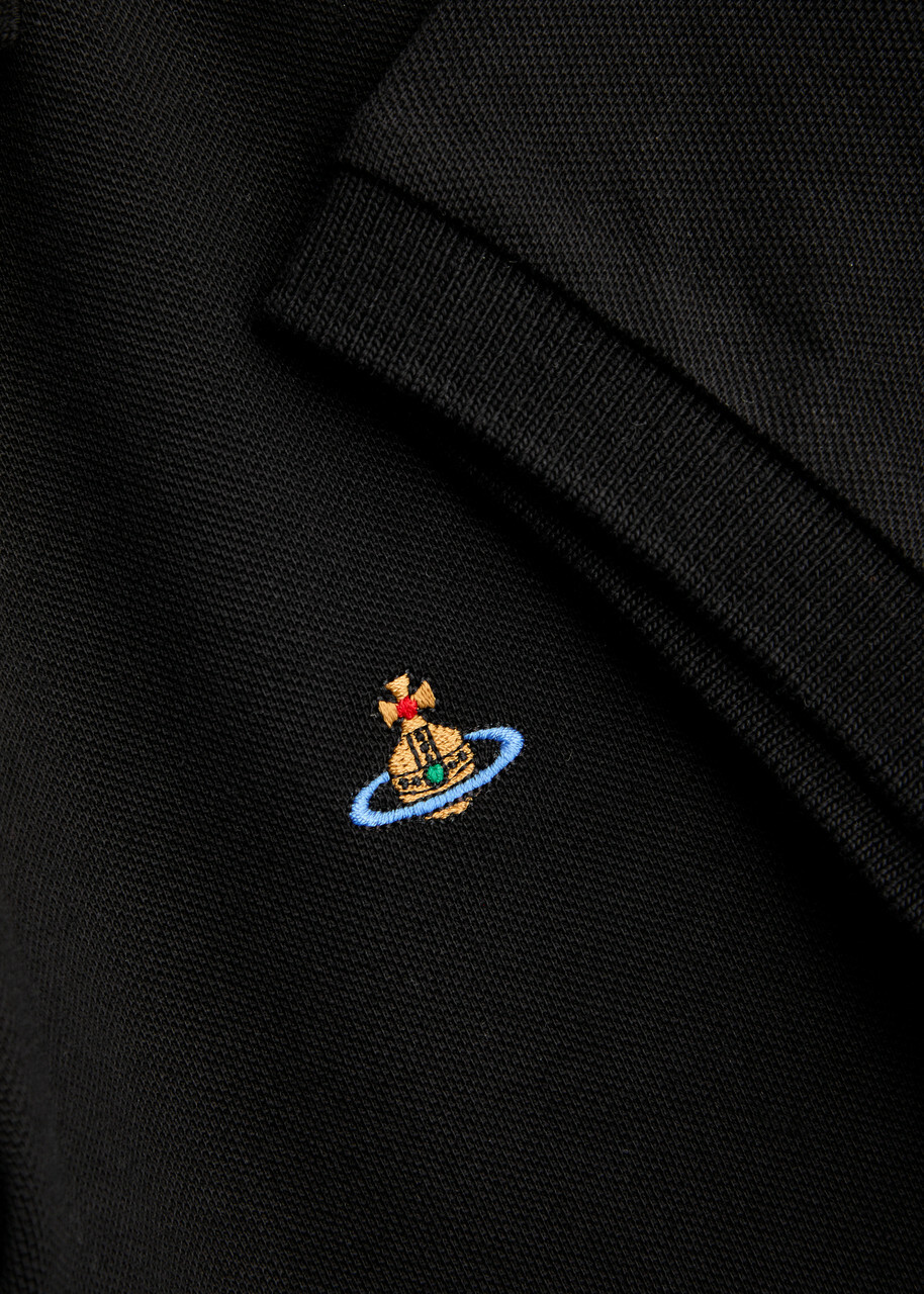 Vivienne Westwood Orb-embroidered Piqué Cotton Polo Shirt Black