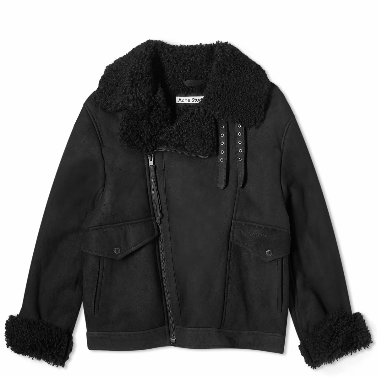 Acne Studios Men's Liana Distressed Shearling Jacket in Black Acne Studios