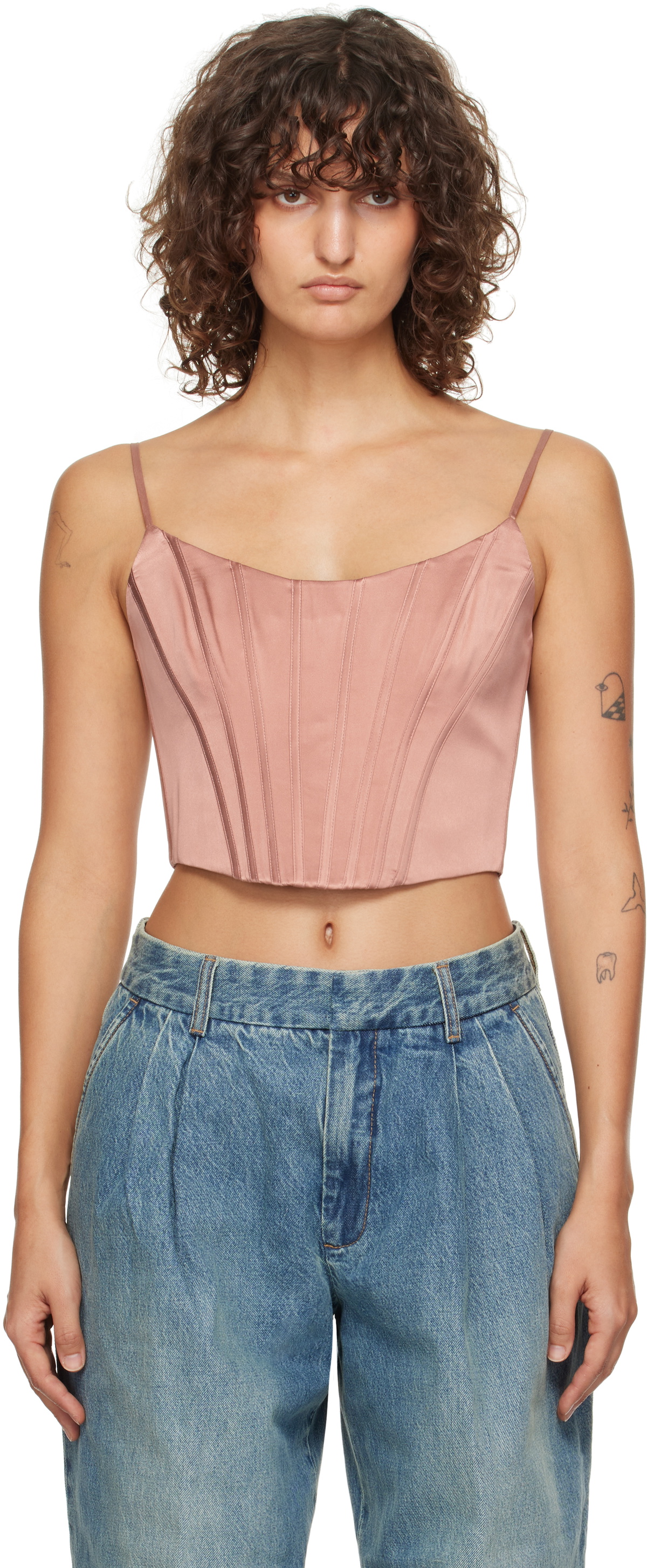 ZIMMERMANN Pink Silk Corset Top