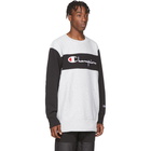 Champion Reverse Weave Grey and Black Colorblocked Sweatshirt