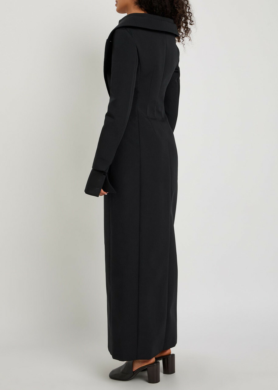 A.W.A.K.E Mode Off-the-shoulder Maxi Blazer Dress Black