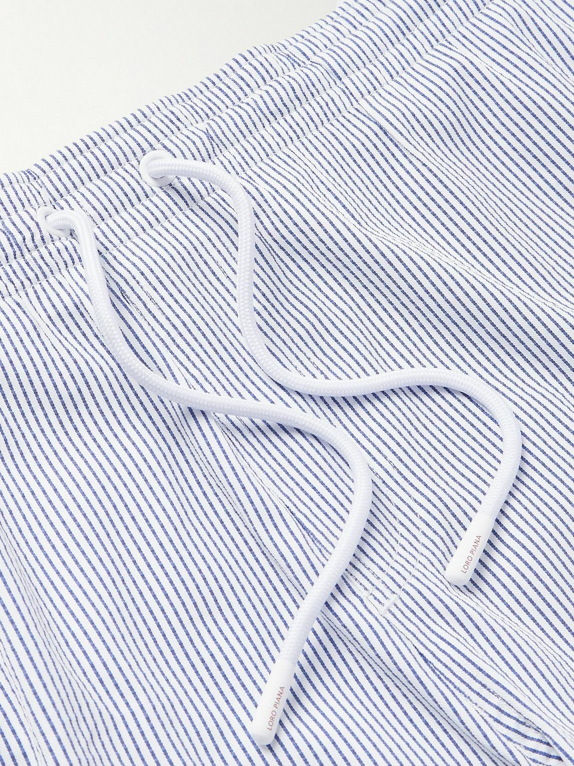 Loro Piana - Daneu Straight-Leg Mid-Length Striped Swim Shorts - Blue