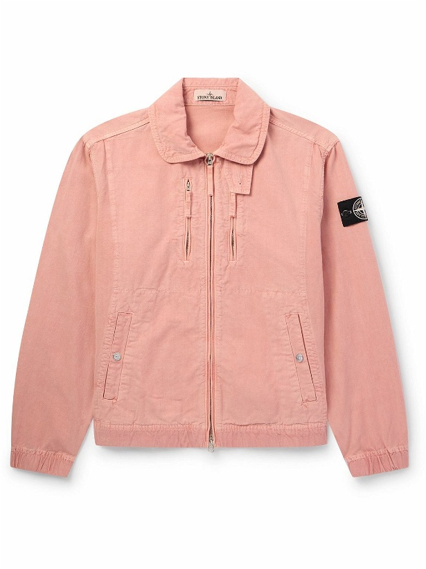Photo: Stone Island - Logo-Appliquéd Cotton and Lyocell-Blend Canvas Jacket - Pink
