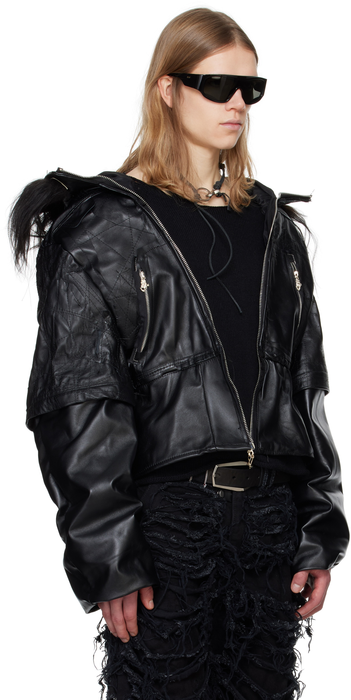 Swampgod Black Dragoncello Cropped Leather Jacket