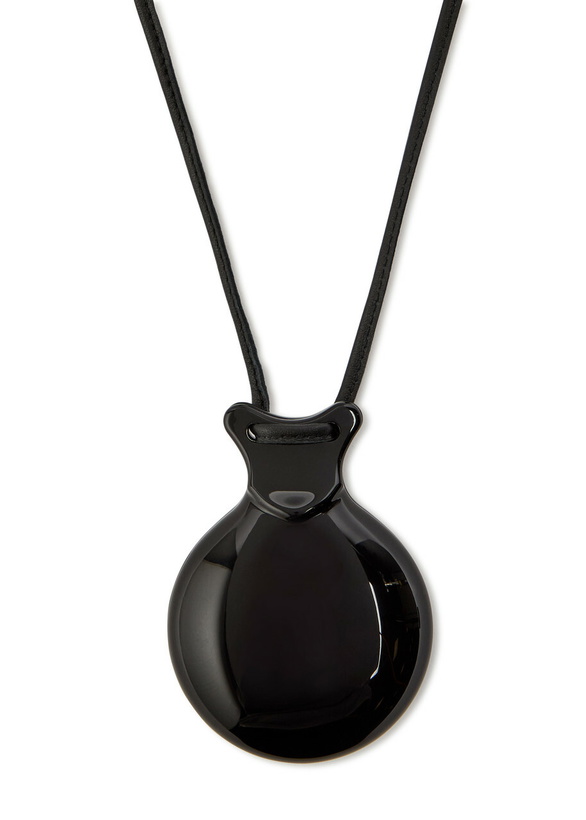Photo: Lemaire Castanet Mirror Resin and Leather Necklace - Black - One Size
