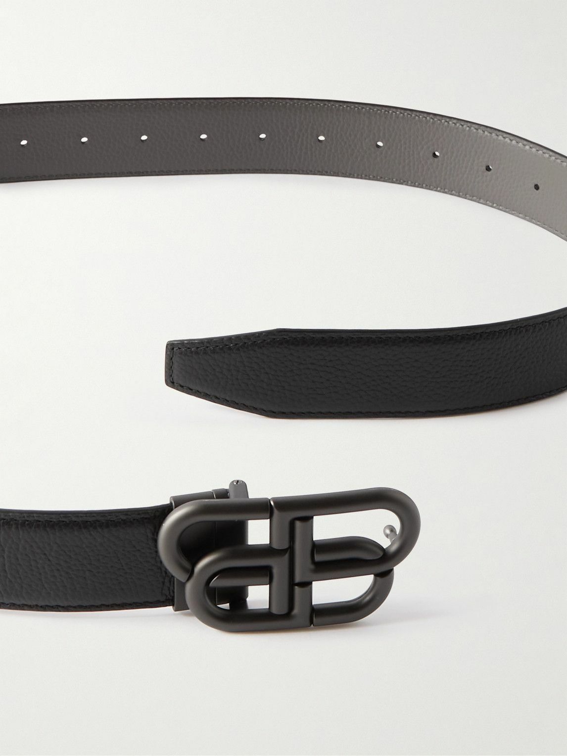 Balenciaga - 3.5cm Logo-Embellished Full-Grain Leather Belt