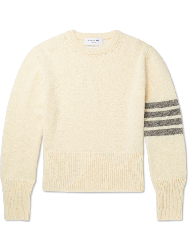 Photo: THOM BROWNE - Slim-Fit Striped Shetland Wool Sweater - Neutrals