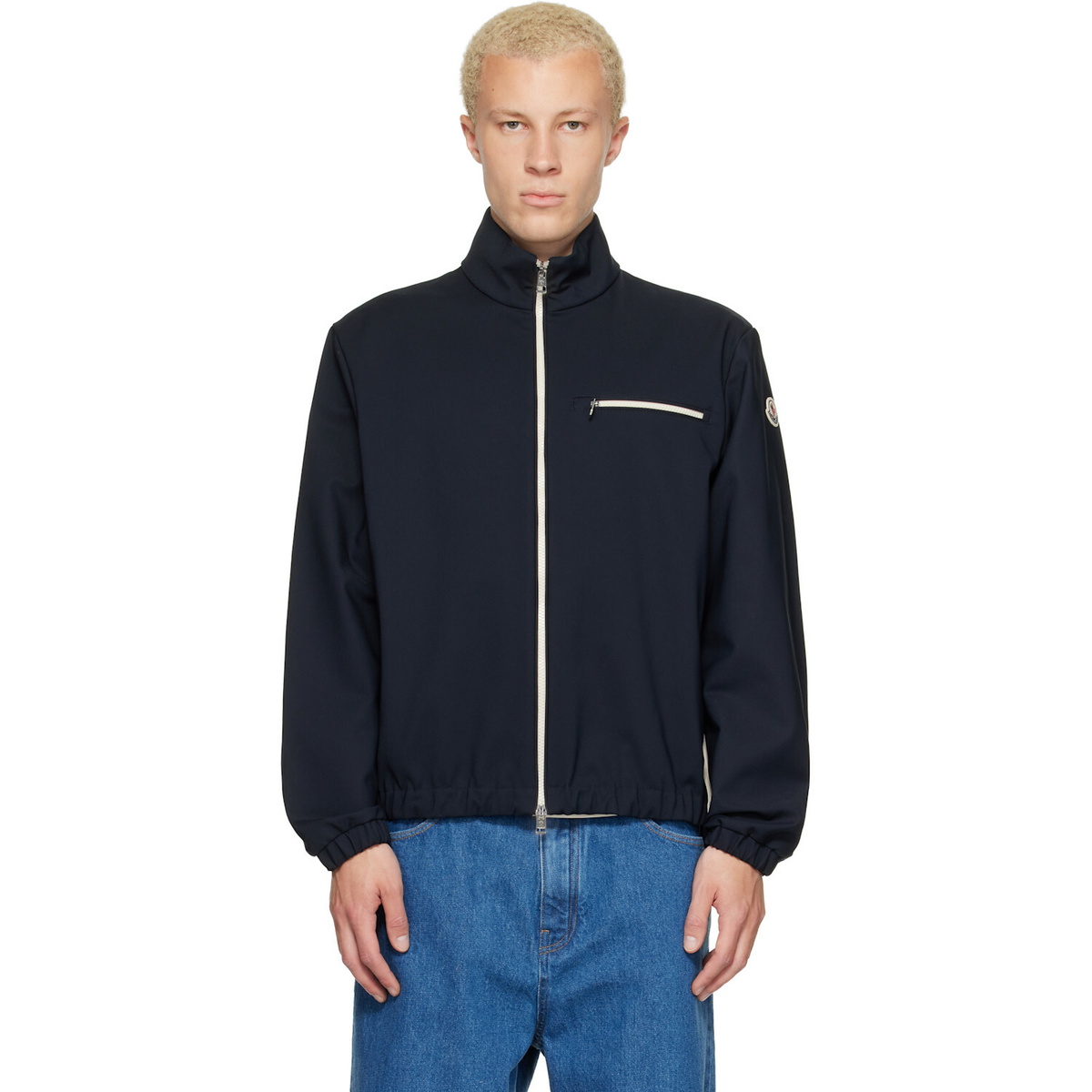 Moncler Navy Fourioun Cotton Blend Short Jacket