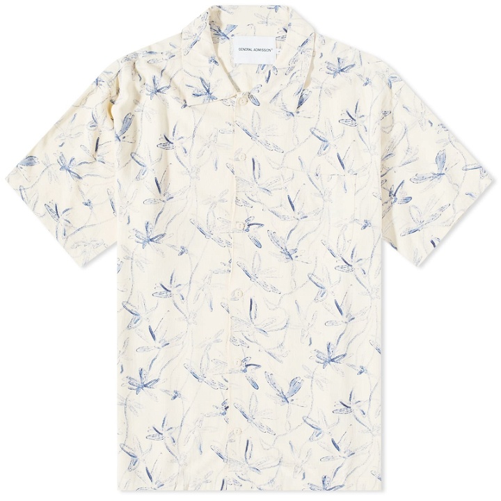 Photo: General Admission Men's Print Linen Vacation Shirt in Blue