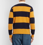 Beams Plus - Cotton Poplin-Trimmed Striped Wool Sweater - Men - Yellow