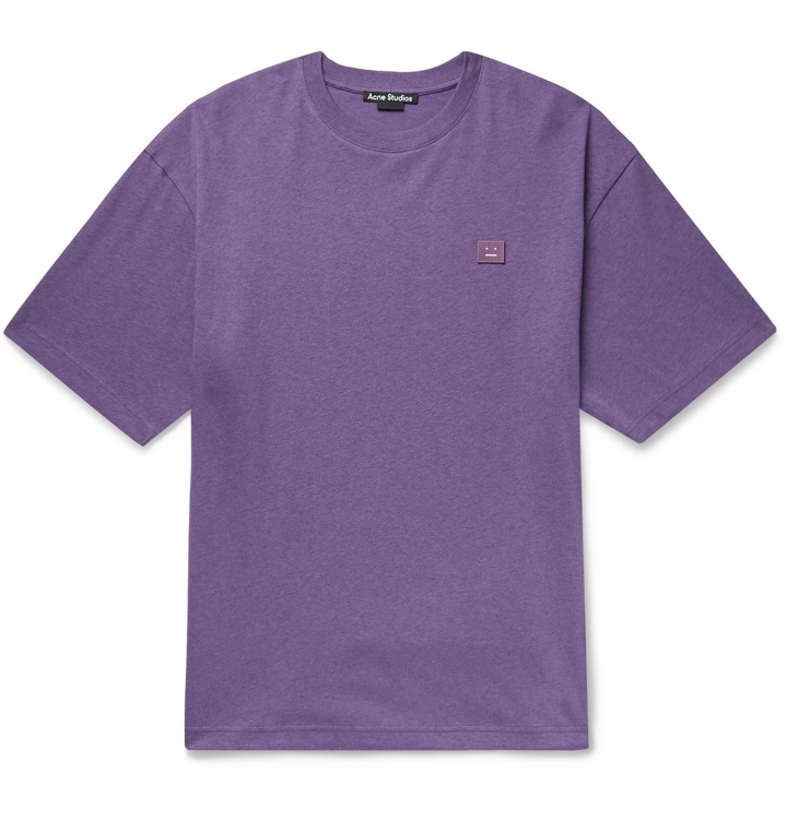 Photo: ACNE STUDIOS - Logo-Appliquéd Mélange Cotton-Jersey T-Shirt - Purple