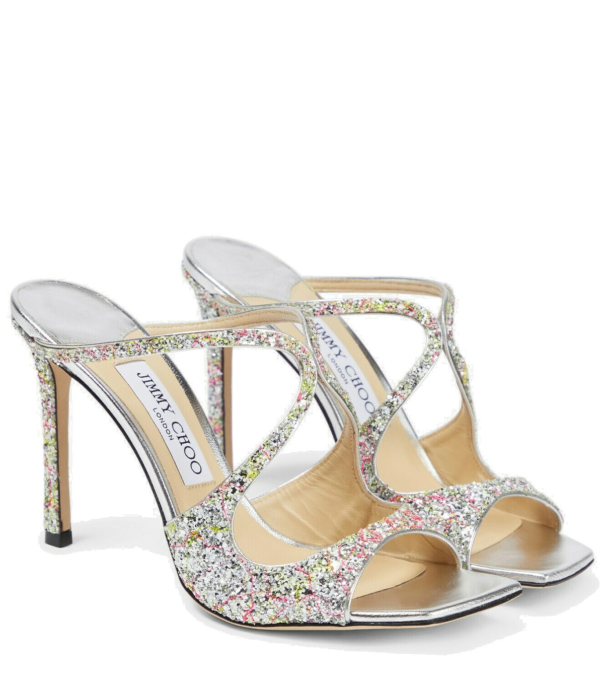 美品✨スナグルミー Jimmy Choo Plum Satin & Glitter Slingback Sandals size 38.5