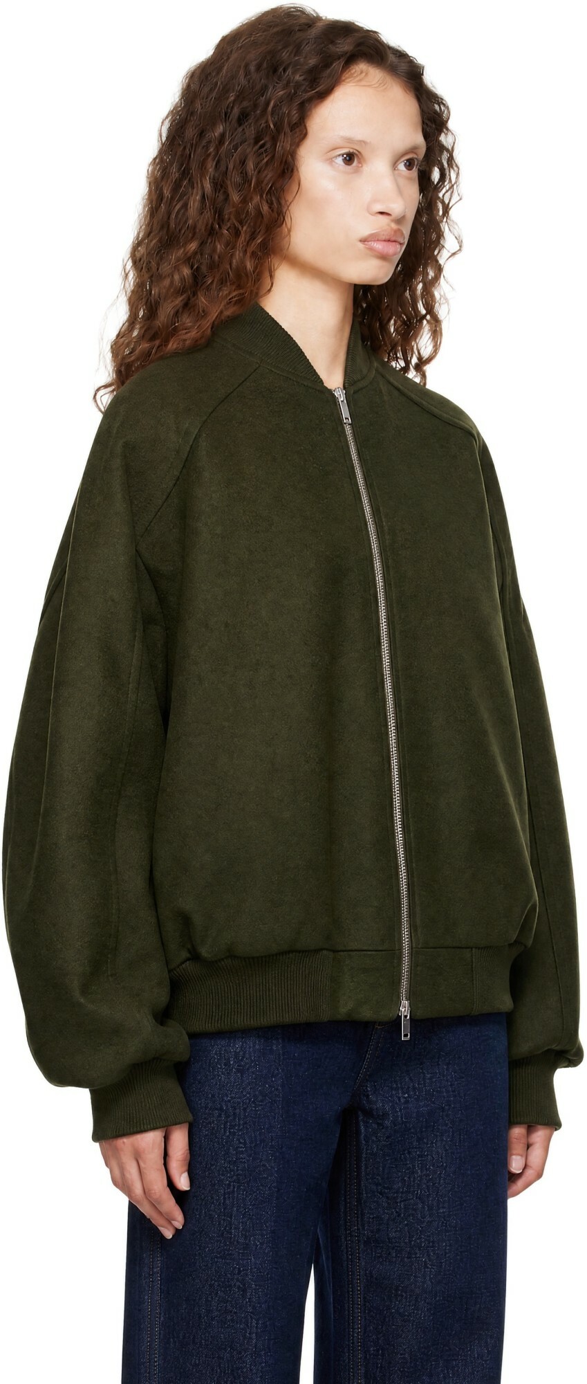 The Frankie Shop Khaki Elinor Oversized Bomber Jacket
