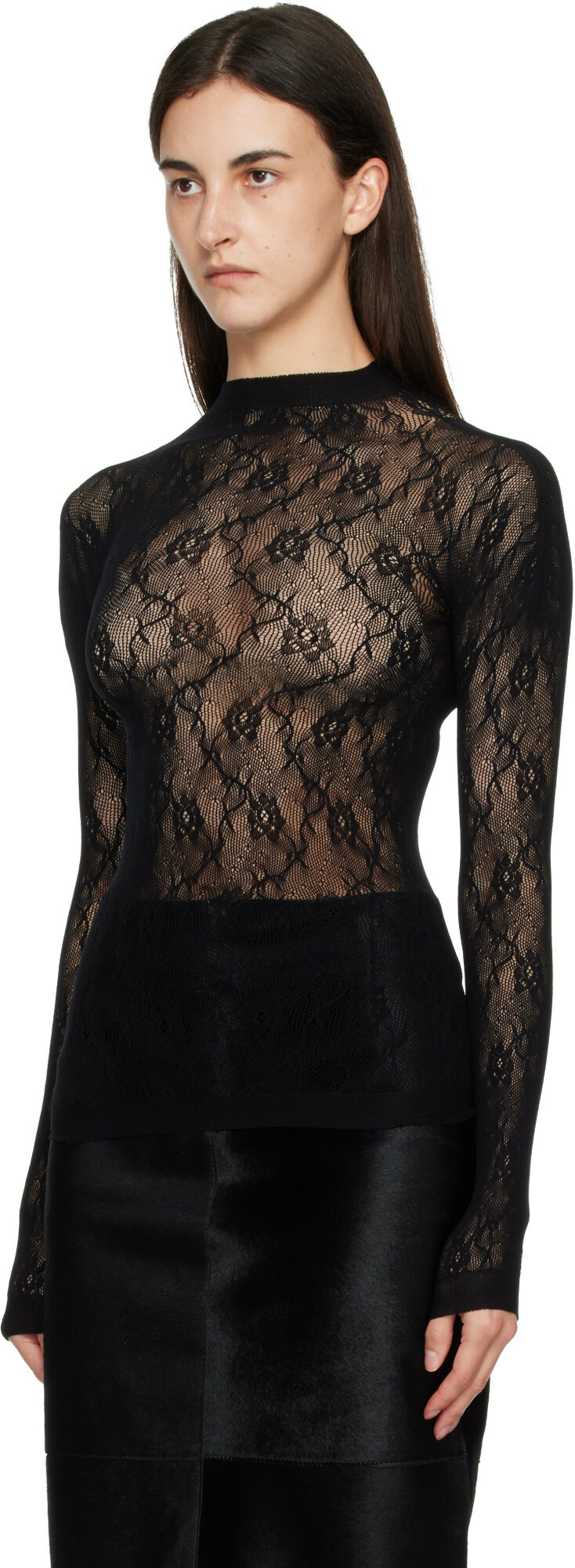 Swedish Stockings Black Nova Lace Top