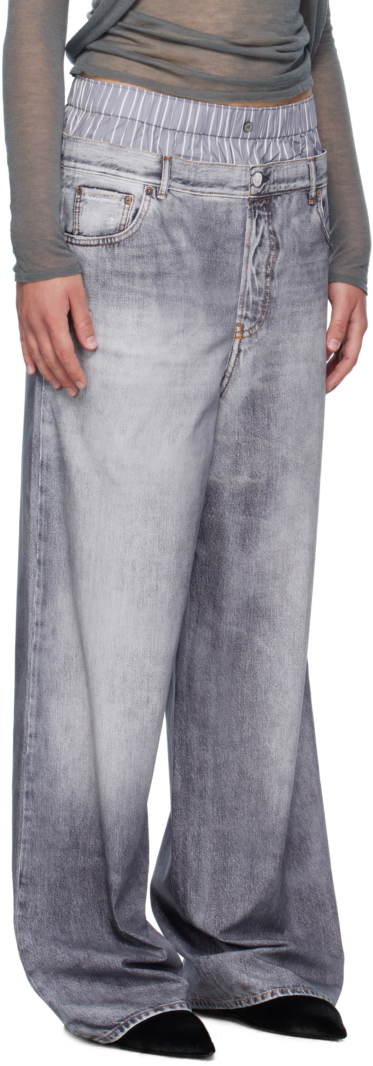 Acne Studios Gray Printed Trousers