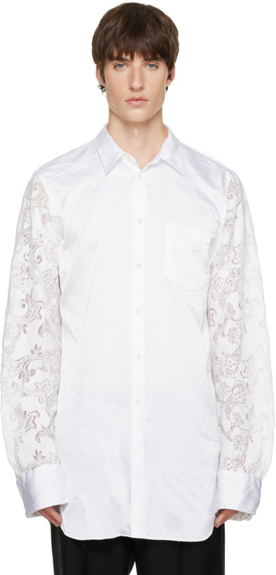 Photo: Comme des Garçons Homme Plus White Satin Jacquard Dot Shirt