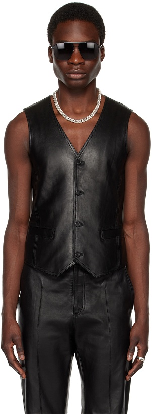 Photo: LU'U DAN Black Tailored Leather Waistcoat