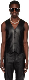 LU'U DAN Black Tailored Leather Waistcoat