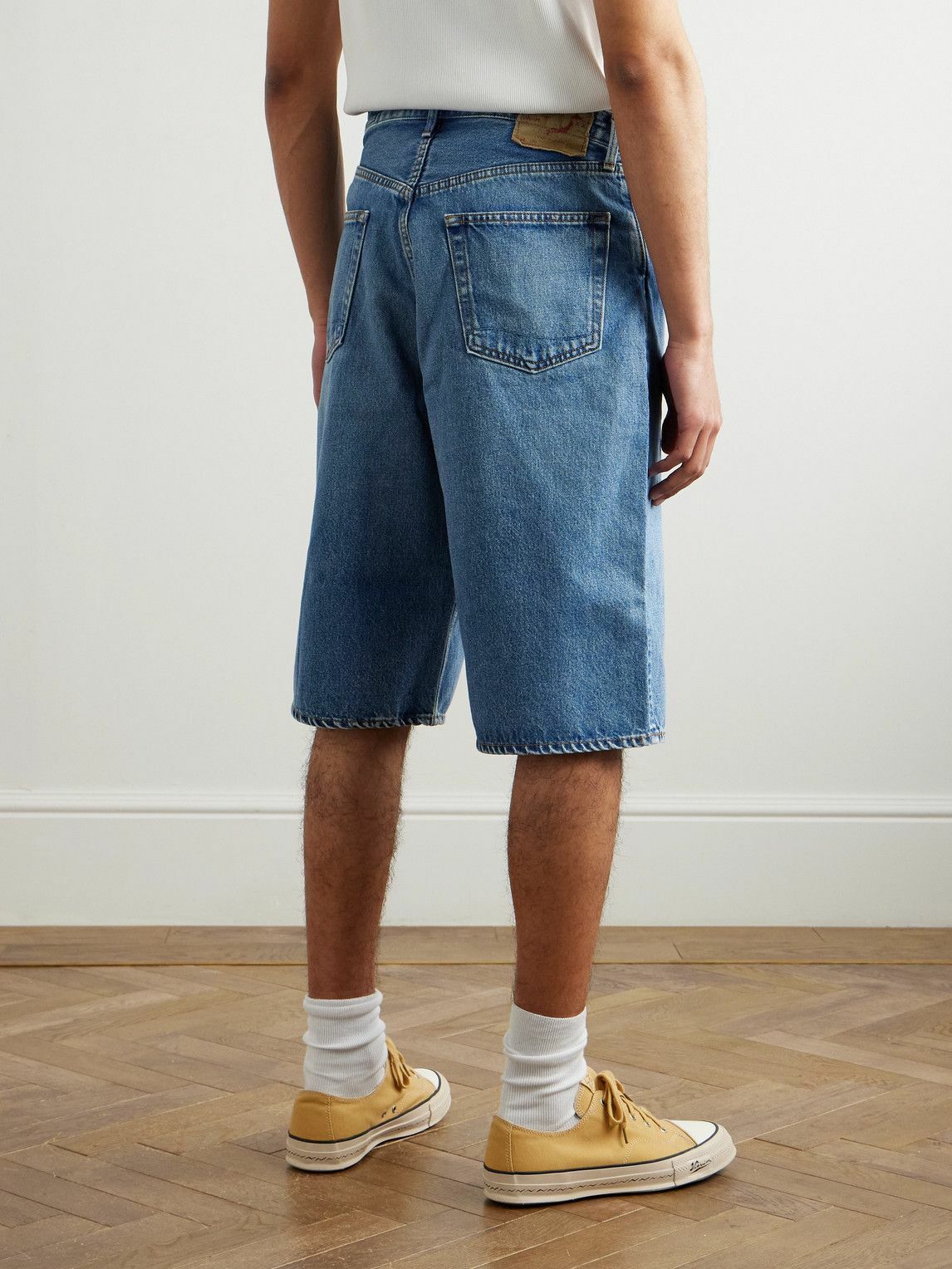 OrSlow - Super Dad's Wide-Leg Denim Shorts - Blue
