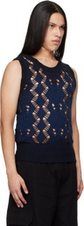 EGONlab Navy Textured Knit Tank Top