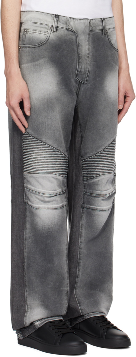Balmain Gray Loose-Fit Biker Jeans Balmain