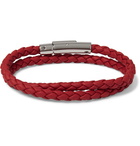 Tod's - Woven Leather and Silver-Tone Bracelet - Red