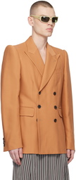 Dries Van Noten Tan Double-Breasted Blazer