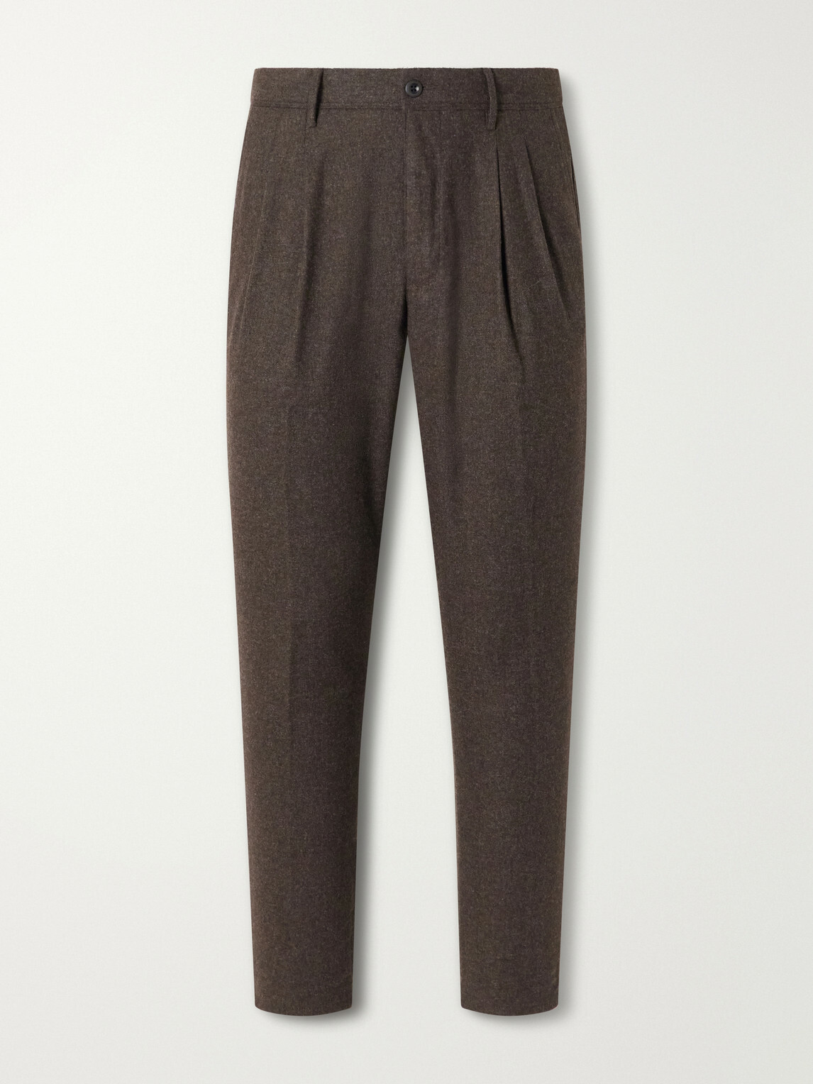 Slowear - Tapered Pleated Wool-Blend Flannel Trousers - Brown