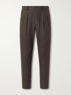 Slowear - Tapered Pleated Wool-Blend Flannel Trousers - Brown
