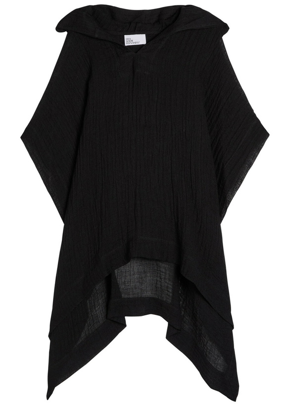 Photo: Lisa Marie Fernandez Linen-blend Beach Poncho Black