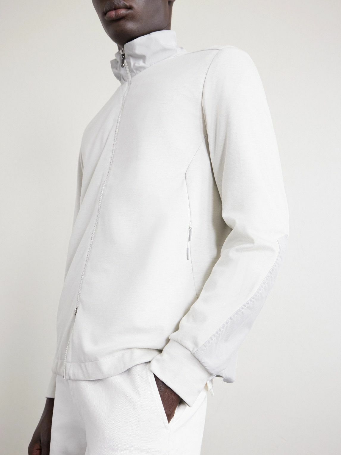 SEASE - Explorer Ripstop-Trimmed Virgin Wool-Blend Sweater - White